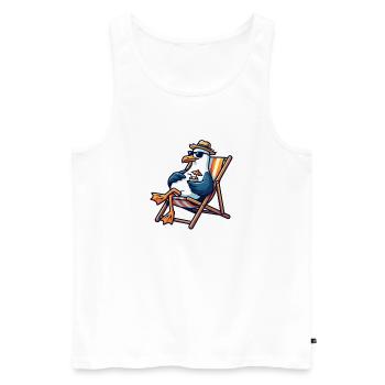 Beach Lounge Seagull - Men's Premium Organic Tank Top - white - Front - AI Model Male 178 light (178cm)