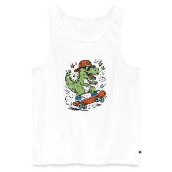 Krokodil auf Skateboard mit Cap - Männer Premium Bio Tank Top - Weiß - Vorne - AI Model Male 178 light (178cm)