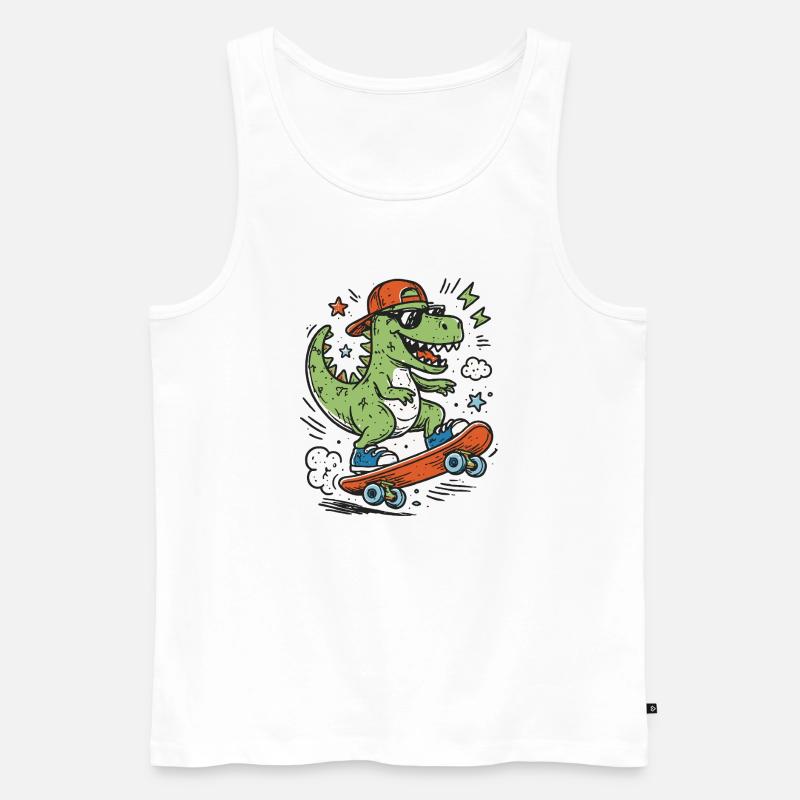 Krokodil auf Skateboard mit Cap - Männer Premium Bio Tank Top - Weiß