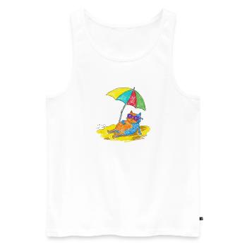 Cats on the beach - Men's Premium Organic Tank Top - white - Front - AI Model Male 178 light (178cm)