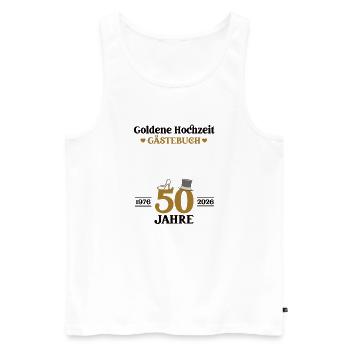 Livre d’or du 50e anniversaire de mariage 2026 - Débardeur bio Premium Homme - blanc - Devant - AI Model Male 178 light (178cm)