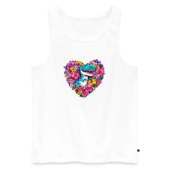Dino Flower Heart - Men's Premium Organic Tank Top - white - Front - Michal (187cm)