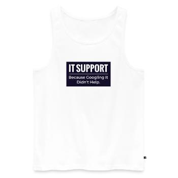 T-shirt support informatique – Humour drôle de bureau technique - Débardeur bio Premium Homme - blanc - Devant - AI Model Male 178 light (178cm)