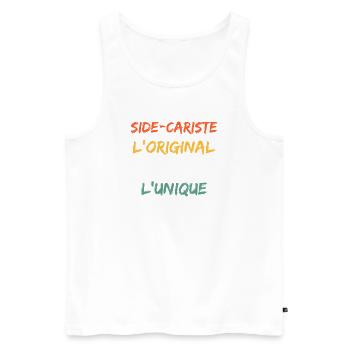 Side-Cariste L'Original Le Vrai L'Unique - Débardeur bio Premium Homme - blanc - Devant - AI Model Male 178 light (178cm)