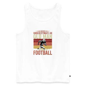 Never Underestimate An Old Man Who Plays Football  - Männer Premium Bio Tank Top - Weiß - Vorne - Michal (187cm)