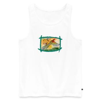 Aras au-dessus de la forêt tropicale - Débardeur bio Premium Homme - blanc - Devant - AI Model Male 178 light (178cm)