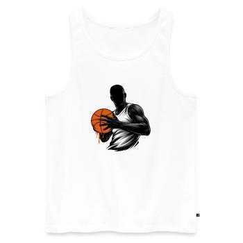 Joueur de basket avec balle - Débardeur bio Premium Homme - blanc - Devant - Michal (187cm)