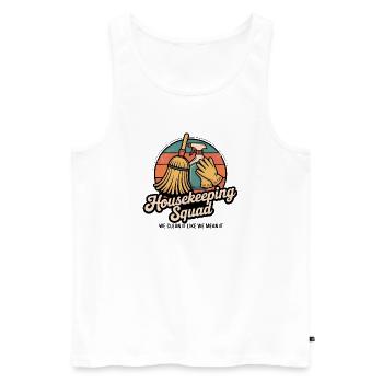 Lustiges Putzen Design - Männer Premium Bio Tank Top - Weiß - Vorne - Michal (187cm)