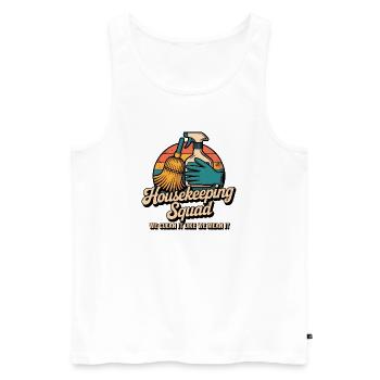 Funny Cleaning Design - Men's Premium Organic Tank Top - white - Front - AI Model Male 178 light (178cm)