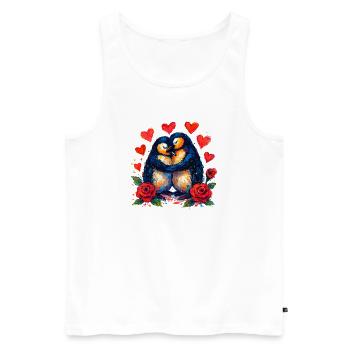 Wasserfarbene Pinguine der Liebe - Männer Premium Bio Tank Top - Weiß - Vorne - AI Model Male 178 light (178cm)