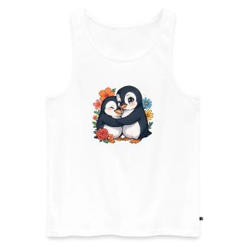 Kuschelpinguine im Blütenkreis - Männer Premium Bio Tank Top - Weiß - Vorne - AI Model Male 178 light (178cm)