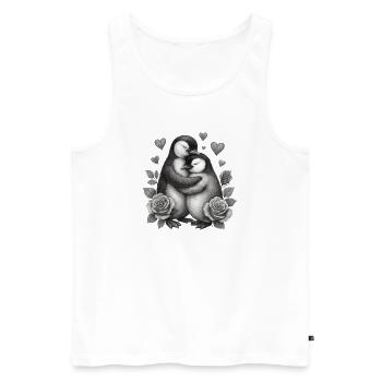 Umarmende Pinguine mit Rosen - Männer Premium Bio Tank Top - Weiß - Vorne - AI Model Male 178 light (178cm)
