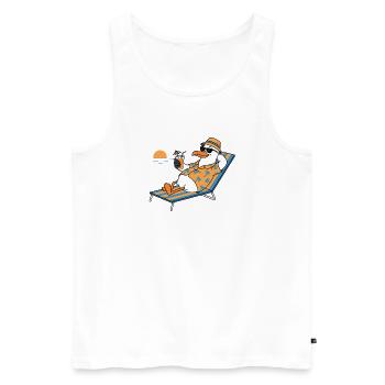 Sunny Beach Penguin Hawaii - Men's Premium Organic Tank Top - white - Front - AI Model Male 178 light (178cm)