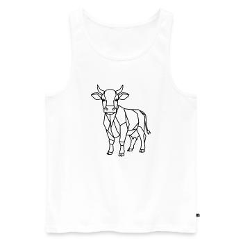 Contour géométrique de vache low poly - Débardeur bio Premium Homme - blanc - Devant - AI Model Male 178 light (178cm)