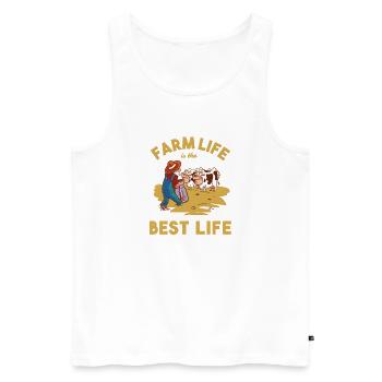 La vie à la ferme est la meilleure vie – Design drôle de fermier - Débardeur bio Premium Homme - blanc - Devant - Michal (187cm)