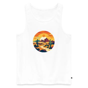Desert Path Sunset Desert Landscape Motif - Men's Premium Organic Tank Top - white - Front - AI Model Male 178 light (178cm)