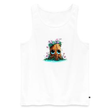 Waldstumpf mit Blütenaugen - Männer Premium Bio Tank Top - Weiß - Vorne - AI Model Male 178 light (178cm)