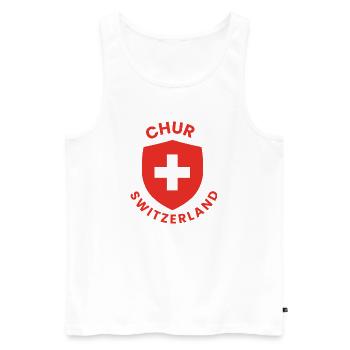 Chur Switzerland Shield-Design - Männer Premium Bio Tank Top - Weiß - Vorne - AI Model Male 178 light (178cm)