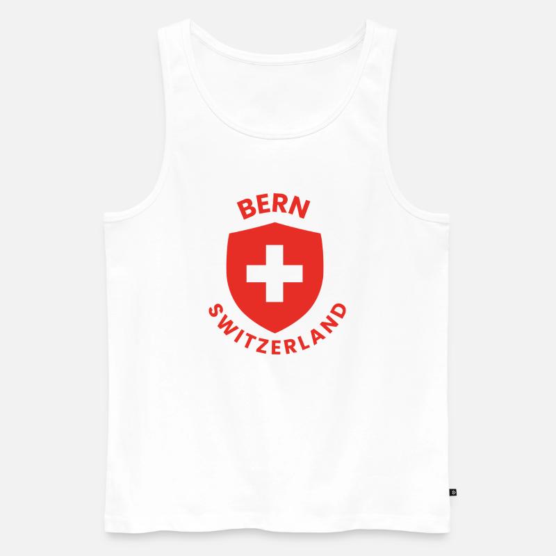Bern Shield Swiss Cross Emblem - Männer Premium Bio Tank Top - Weiß