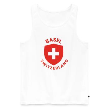 Bouclier de Bâle croix suisse - Débardeur bio Premium Homme - blanc - Devant - Michal (187cm)