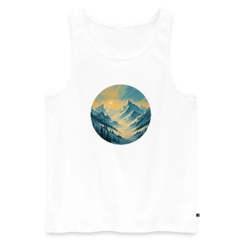 Goldenes Morgenlicht in den Bergen - Männer Premium Bio Tank Top - Weiß - Vorne - AI Model Male 178 light (178cm)