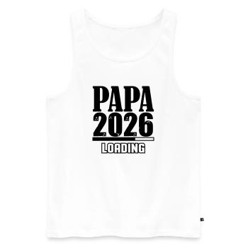 Papa 2026 Chargement - Débardeur bio Premium Homme - blanc - Devant - AI Model Male 178 light (178cm)