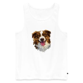 Australian Shepherd – Geometric Dog Art Design - Men's Premium Organic Tank Top - white - Front - AI Model Male 178 light (178cm)