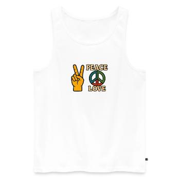 Peace and Love Icon Friedens-Tee - Männer Premium Bio Tank Top - Weiß - Vorne - Michal (187cm)