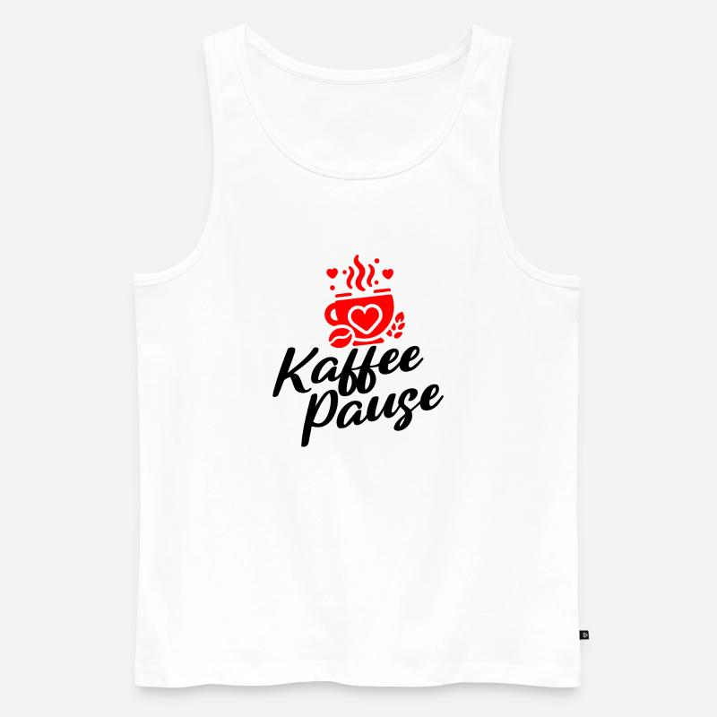 Kaffee Pause - Kaffeebecher mit Herzmotiv - Männer Premium Bio Tank Top - Weiß