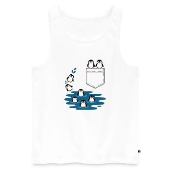 Penguin Jump Into The Water Pocket Design - Men's Premium Organic Tank Top - white - Front - AI Model Male 178 light (178cm)