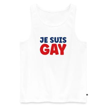 Ich bin schwul - Männer Premium Bio Tank Top - Weiß - Vorne - AI Model Male 178 light (178cm)