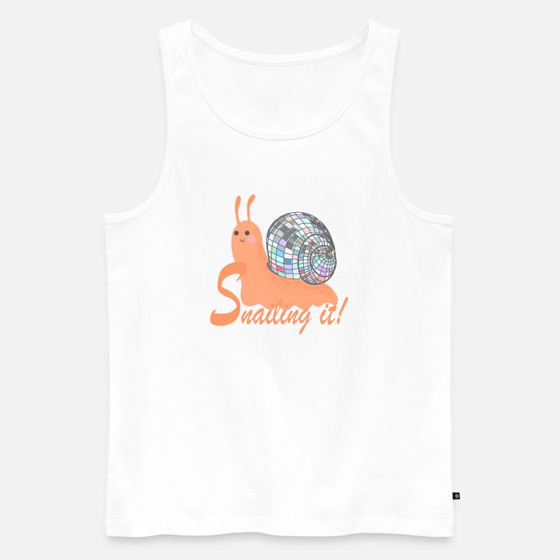 Snailing It! – Bunte Schnecke mit Disco-Kugel - Männer Premium Bio Tank Top - Weiß