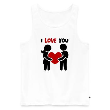 Je t’aime - Couple amoureux au cœur - Débardeur bio Premium Homme - blanc - Devant - Michal (187cm)