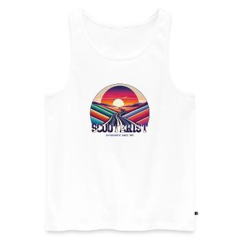 Regenbogenstraße Scooterist Sonnenuntergang Roller - Männer Premium Bio Tank Top - Weiß - Vorne - Michal (187cm)