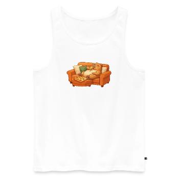 Capybara Sofa Pizza Relaxed Relax Motif - Men's Premium Organic Tank Top - white - Front - AI Model Male 178 light (178cm)