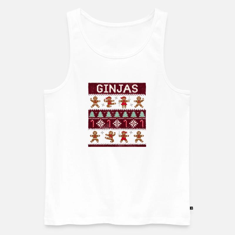 Ginjas Lebkuchen-Weihnachtspullover - Männer Premium Bio Tank Top - Weiß