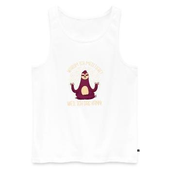 Meditating Sloth Yoga Saying Meditation - Men's Premium Organic Tank Top - white - Front - Michal (187cm)