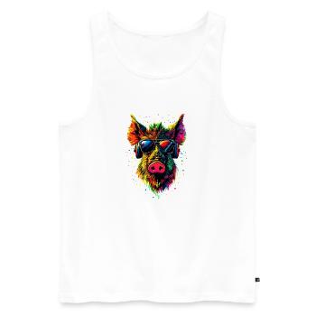 Wild boar Wild boar Wild boar Pig Hunter - Men's Premium Organic Tank Top - white - Front - AI Model Male 178 light (178cm)
