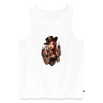 Steam Punk Schöne Frauen Steampunk - Männer Premium Bio Tank Top - Weiß - Vorne - AI Model Male 178 light (178cm)
