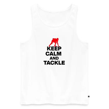 KEEP CALM AND TACKLE! FOOTBALL FAN GIFT USA sr - Men's Premium Organic Tank Top - white - Front - Michal (187cm)