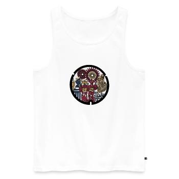 Dance, festival, kimono and fireworks - Men's Premium Organic Tank Top - white - Front - AI Model Male 178 light (178cm)