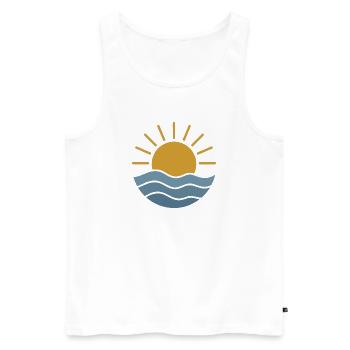 Golden Sunrise Waves - Men's Premium Organic Tank Top - white - Front - AI Model Male 178 light (178cm)