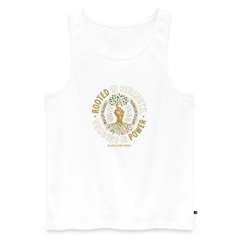 Root Power: Growing in Power - Men's Premium Organic Tank Top - white - Front - Michal (187cm)