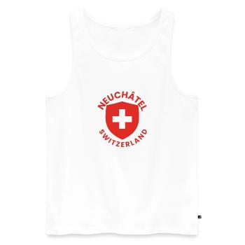 Neuchâtel Schweizer Schild - Männer Premium Bio Tank Top - Weiß - Vorne - AI Model Male 178 light (178cm)