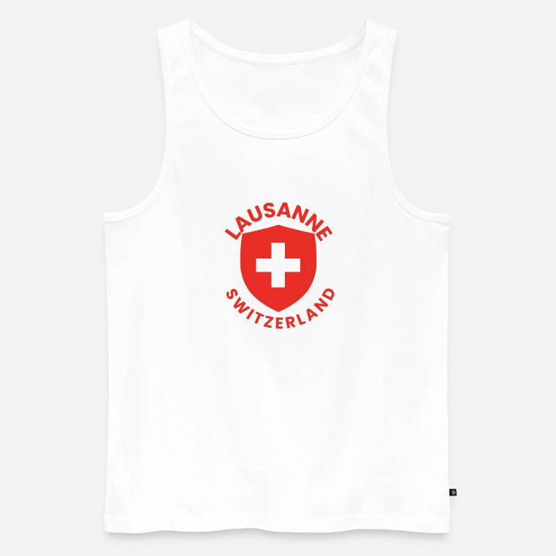 Lausanner Schild mit Schweizer Flagge - Männer Premium Bio Tank Top - Weiß