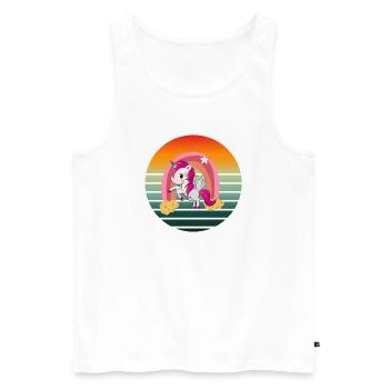 unicorn vintage funny unicorn - Men's Premium Organic Tank Top - white - Front - Michal (187cm)