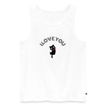 Adorable Chat Noir Rétracte Nœud Rose Rose Valentine - Débardeur bio Premium Homme - blanc - Devant - Michal (187cm)