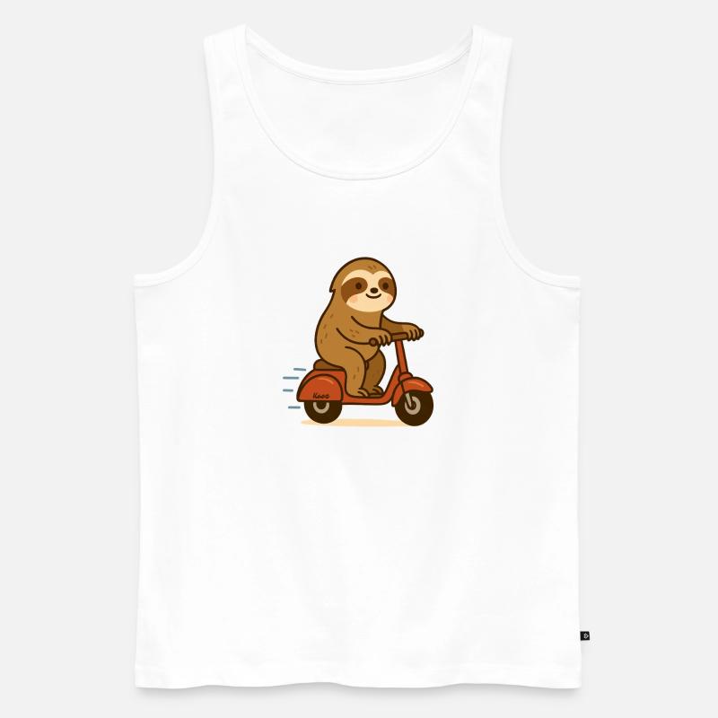 Faultier auf Roller - Männer Premium Bio Tank Top - Weiß