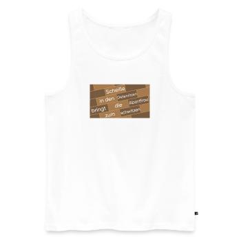Wortcollage Mauer Typografie, Scheiße in... - Männer Premium Bio Tank Top - Weiß - Vorne - Michal (187cm)