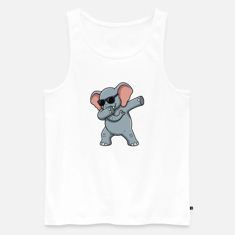 Lustiger Elefant im Dab-Style - Männer Premium Bio Tank Top - Weiß